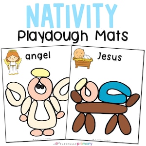 Nativity Play-Doh Mats, Printable Nativity Activity for Kids, Christian Christmas Activities, Homeschool Nativity Unit, Montessori Nativity