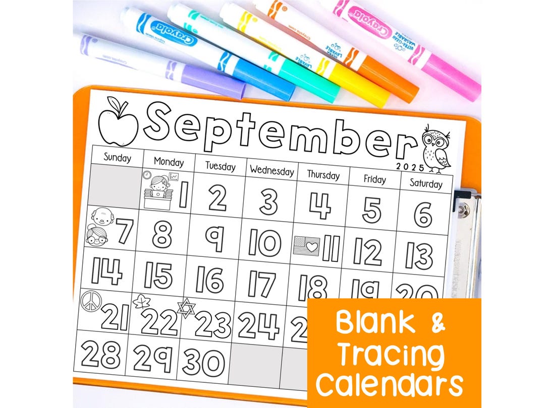 September Calendar 2025 Printable Calendar Tracing Worksheets, Calendar Traceable Kindergarten, Blank Calendar Template September 2025 - Etsy september-calendar-2025-printable-calendar-tracing-worksheets-calendar-traceable-kindergarten-blank-calendar-template-september-2025-etsy