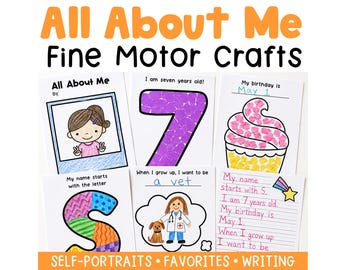 All About Me Fine Motor Crafts for Kids | Preschool, Kindergarten Activities (Printable)