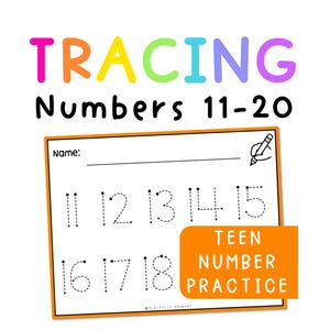 Tracing Numbers 11 to 20 Worksheets | Teen Numbers Kindergarten Writing Practice | Printable Number Tracing PDF | Montessori Teens Board