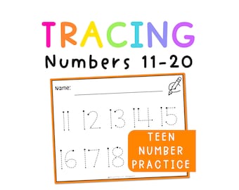 Tracing Numbers 11 to 20 Worksheets | Teen Numbers Kindergarten Writing Practice | Printable Number Tracing PDF | Montessori Teens Board