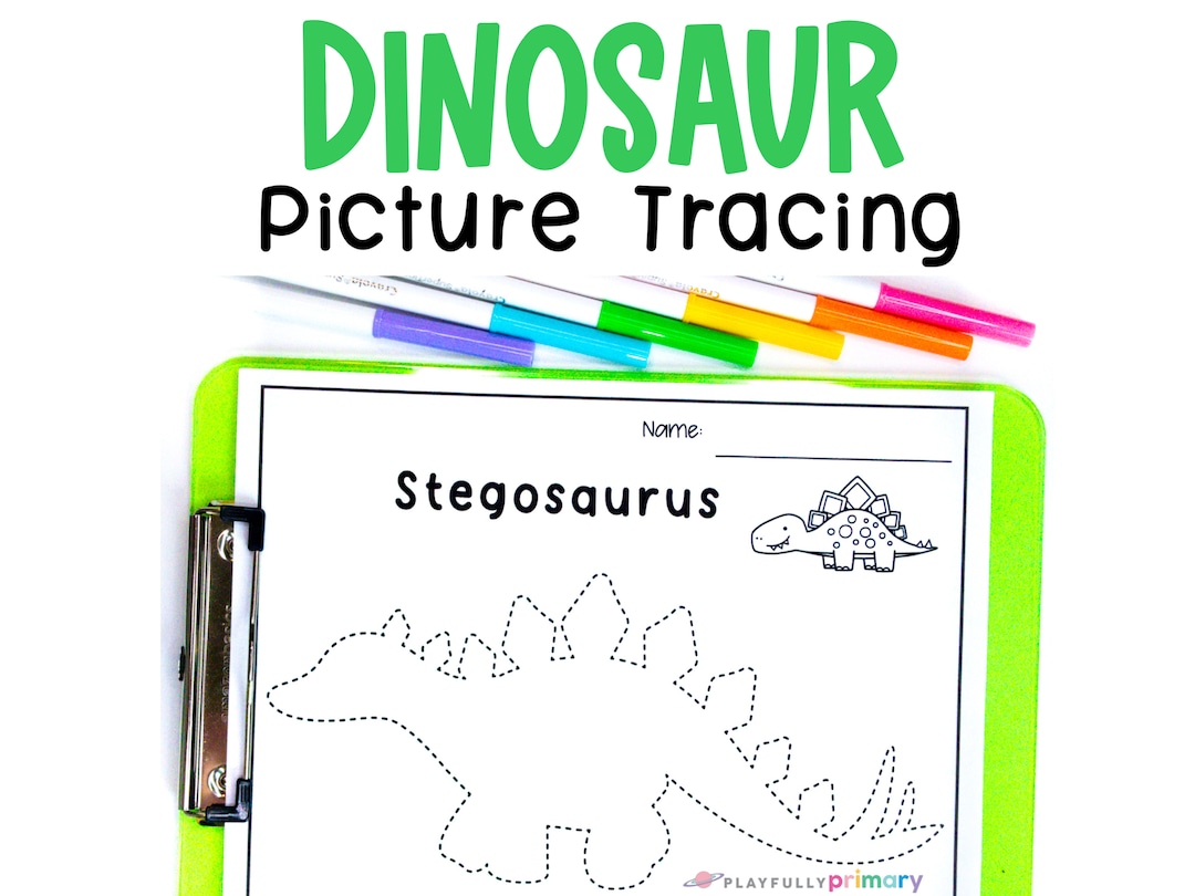 Dinosaur Tracing for Kids, Dinosaur Worksheets, Dinosaur Coloring Pages