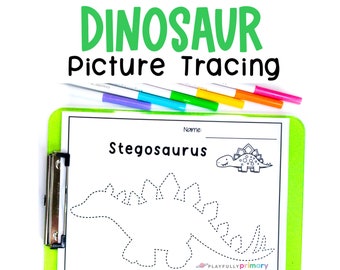 Dinosaur Tracing for Kids, Dinosaur Worksheets, Dinosaur Coloring Pages, Dinosaur Theme Pencil Control Tracing Workbook for Kids