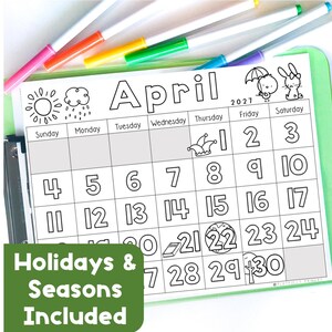 Calendario di aprile 2027 da ricalcare, Menù mattutino per la scuola dell'infanzia (download digitale)
