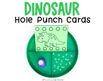 Dinosaur Preschool Fine Motor Task Box, Dinosaur Activity, Hole Punch Fine Motor Skill Activity, Montessori Hole Punch Fine Motor Activities