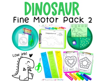 Dinosaur Unit Study Fine Motor Skills Printables, Dinosaur Homeschool Preschool and Kindergarten Activities