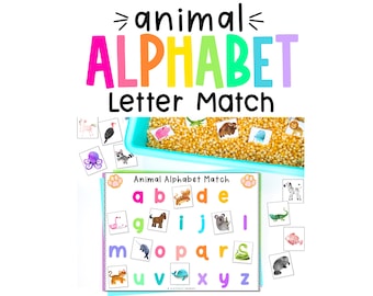 Cartes d&#39;association d&#39;alphabet animal, jeu d&#39;association d&#39;alphabet, reconnaissance de lettre préscolaire, cartes de sons de début d&#39;association de lettre, traçage d&#39;alphabet