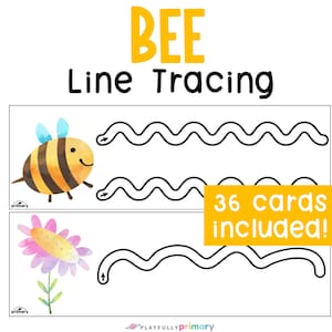 Prewriting Fine Motor Tracing Worksheets, Preschool Handwriting Practice, Honey Bee Unit Study Activity, Montessori Bee Line Tracing Cards