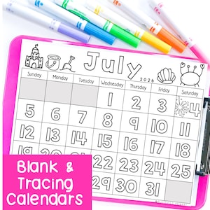 Juli Kalender 2026 Arbeitsblätter zur Nachverfolgung von Kindergartenaktivitäten, leere Kalendervorlage Juli 2026 zum Ausdrucken