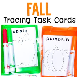 Fall Tracing Sheets - Fall Tracing Practice - Handwriting Practice Kindergarten and Preschool Tracing - Line Tracing Worksheet Printable