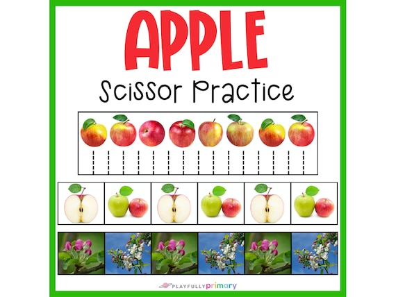 Apple Scissor Strips Cutting Practice Preschool Printable