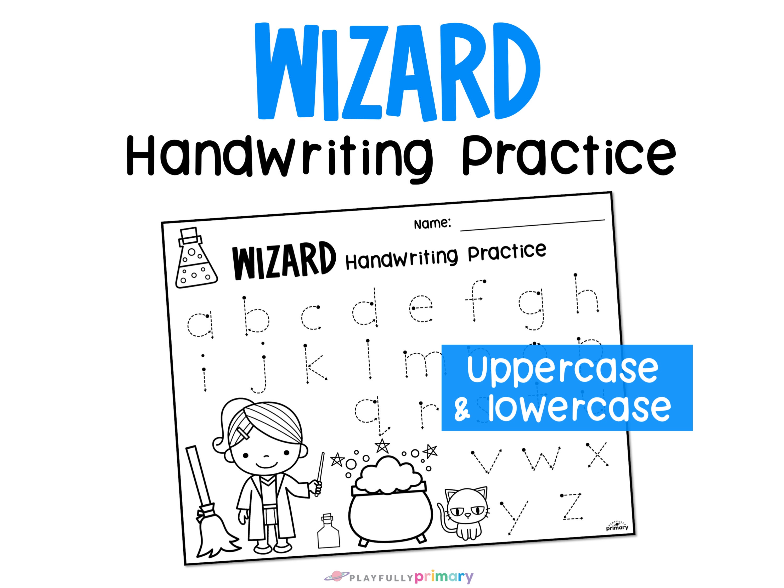 Wizard Halloween Handwriting Practice - Halloween Alphabet Traceable Sheets - Halloween Homeschool Printable - Halloween Unit Study