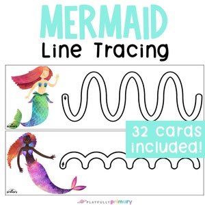 Mermaid Activity, Under the Sea Activity, Ocean Unit Study Printable, Mermaid Tracing, Little Mermaid Line Tracing Preschool Printable