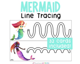 Mermaid Activity, Under the Sea Activity, Ocean Unit Study Printable, Mermaid Tracing, Little Mermaid Line Tracing Preschool Printable