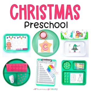 Weihnachten Vorschule Ausdrucke, Pre-K Weihnachtsaktivitäten, Weihnachten Mathe und Alphabetisierung Bundle