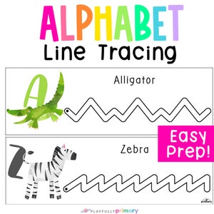 Alfabet-lijntracering afdrukbare prescriptie, pre-writing PreK fijne motorische printables, preschool pre-handschrift lijntracering bladen voor kinderen
