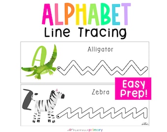 Alphabet Line Tracing Prewriting Printable, Pre-writing PreK Fine Motor Printables, Preschool Pre Handwriting Line Tracing Sheets for Kids