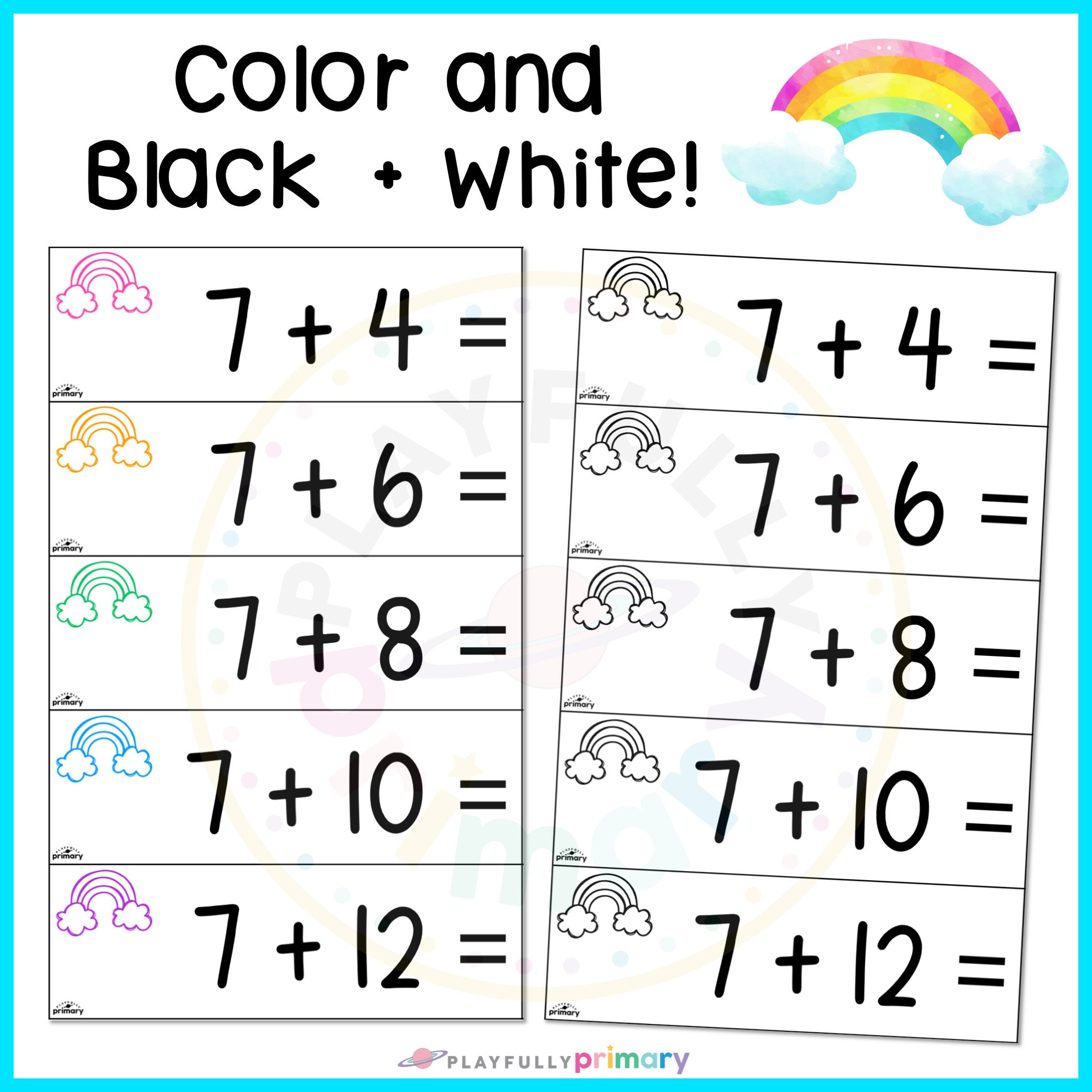 Rainbow Playdough Addition Frames | Sums 11-20 | Kindergarten Math ...