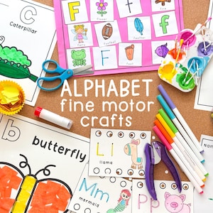 Plantilla imprimible de la letra de la semana para preescolar, kit de manualidades del alfabeto para niños, hoja de trabajo de aprendizaje educativo para el alfabeto infantil