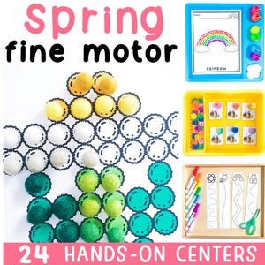 Spring Fine Motor Activities | Preschool Scissor Skills & Cutting Practice Worksheets | Spring Centers for Kindergarten
