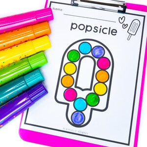 Preschool Summer Bundle, Homeschool Unit Study, Summer Learning Kit, PreK Summer Work, Screen Free Kid Activities, Printable Learning Pack  popsicle dot marker summer theme preschool montessori worksheet
