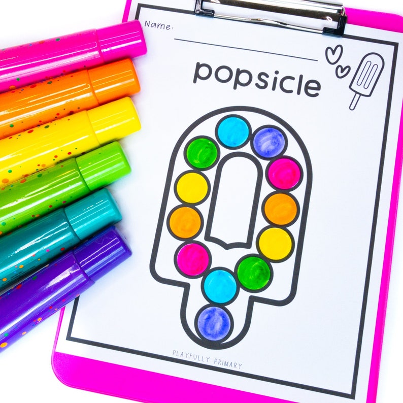 Preschool Summer Bundle, Homeschool Unit Study, Summer Learning Kit, PreK Summer Work, Screen Free Kid Activities, Printable Learning Pack  popsicle dot marker summer theme preschool montessori worksheet