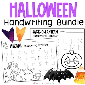 Feuille de travail d'écriture manuscrite d'Halloween, feuilles de travail d'Halloween pour la maternelle et le préscolaire, imprimables Montessori Halloween pour l'école à la maison