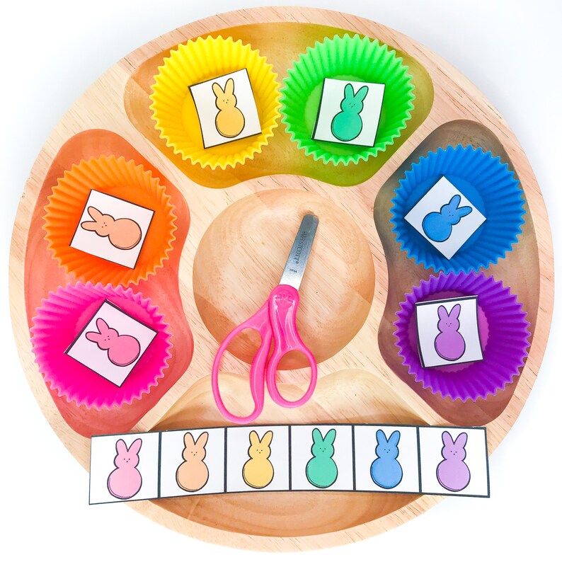 Easter cutting activities for preschoolers Easter bunny cutting activity Easter scissor skills practice Montessori scissor strips Easter fine motor activities for preschool prek kindergarten homeschool