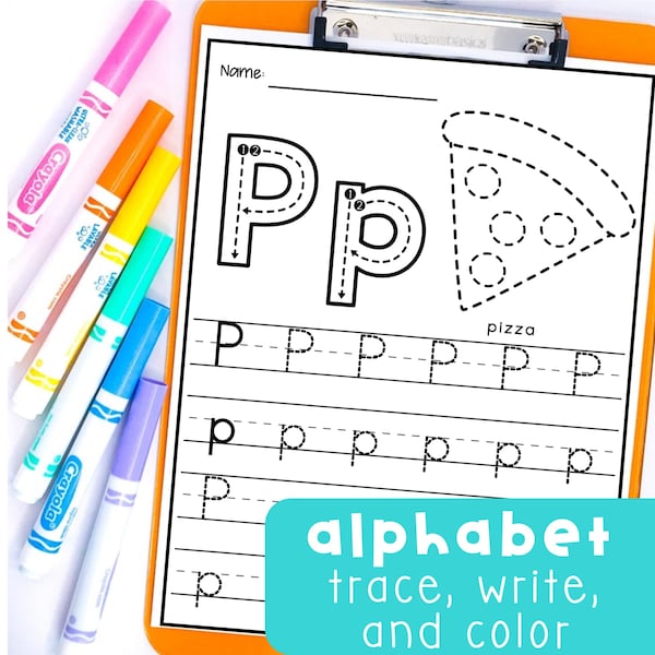 Feuilles d'exercices pratiques pour la maternelle | Traçage des lettres majuscules et minuscules avec des images pour la maternelle