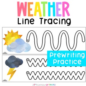 Feuilles de travail imprimables de traçage de lignes pour le thème de la météo préscolaire et maternelle, étude de l'unité météo Montessori + école à la maison