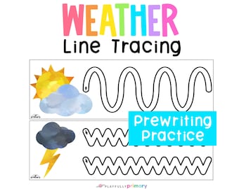 Vorschule Wissenschaft Wetter Einheit Studie Pre-K Aktivitätszentrum, Frühling Ergotherapie Handschriftpraxis Bleistiftkontrolle Vorschriftszeilen