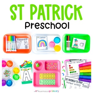 St Patrick&#39;s Day Preschool Curriculum Unit Theme Activities, St Patricks Homeschool Printables Preschool Math Reading Writing Worksheets