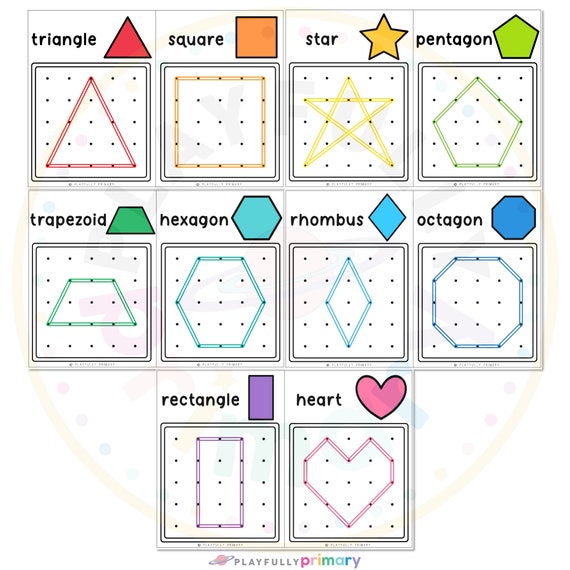 Cartes de forme de géoplan, modèles de modèle de géoplan imprimables,  activités de formes de maternelle préscolaire feuilles de travail, école à  la maison Montessori -  France