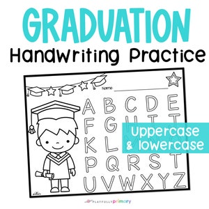 Hojas de trabajo para trazar el alfabeto de graduación / Imprimibles de formación de letras preescolares para fin de año