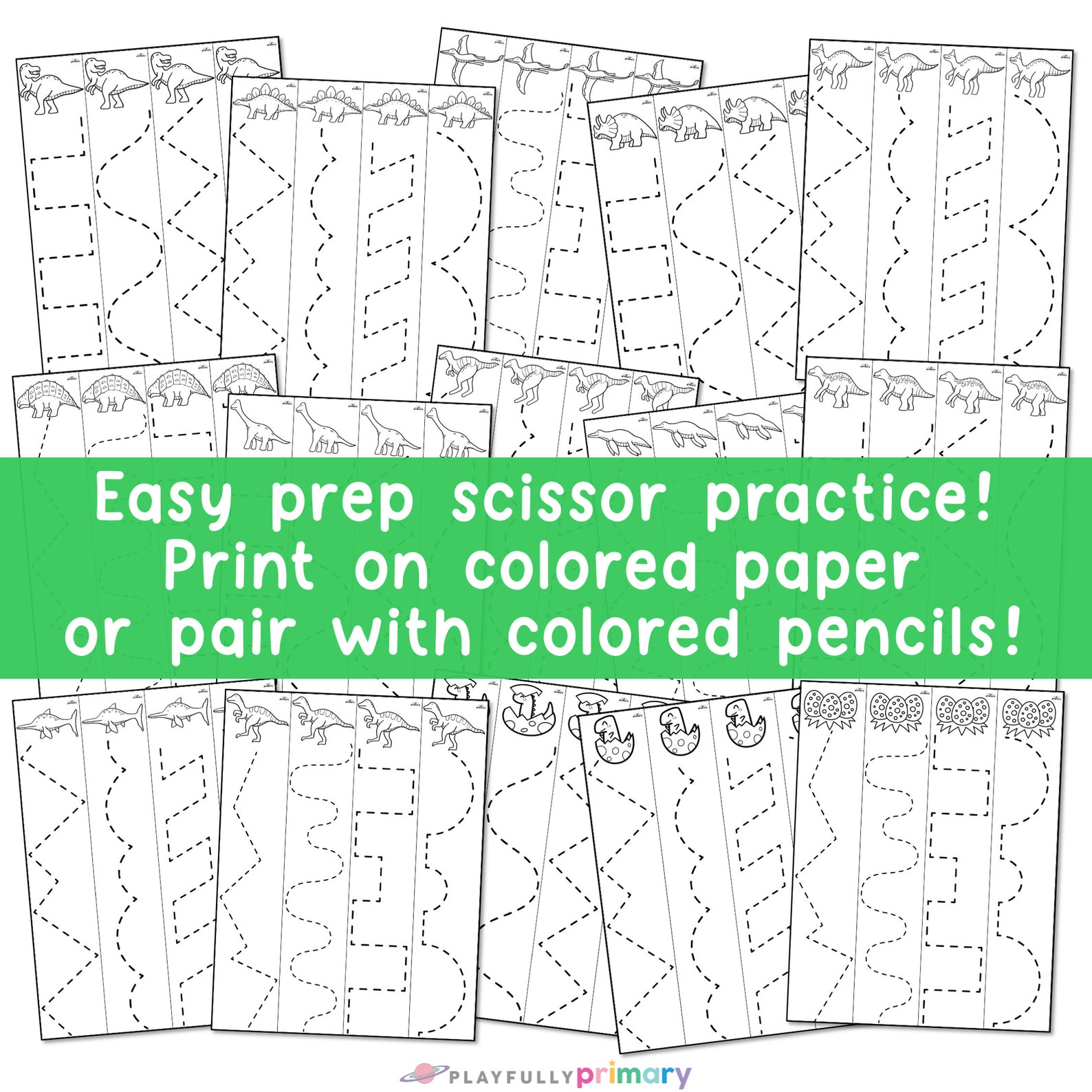 Dinosaur Cutting Strips Scissor Skills Activities | Fine Motor Centers ...