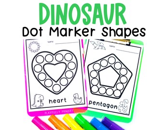 Dinosaur Dot Marker Shapes Activity, Preschool Printable (PDF Pattern)