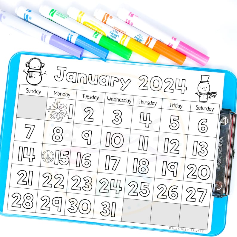 January Calendar 2025 Printable Calendar Tracing Worksheets Etsy