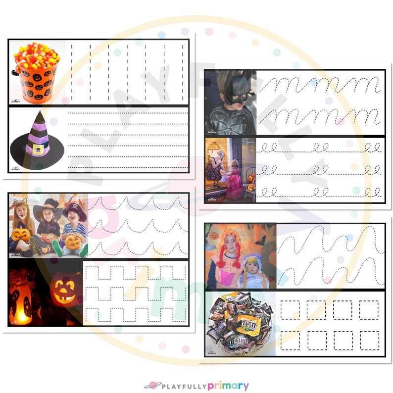 Halloween Tracing Worksheets, Tracing Lines and Shapes, Halloween