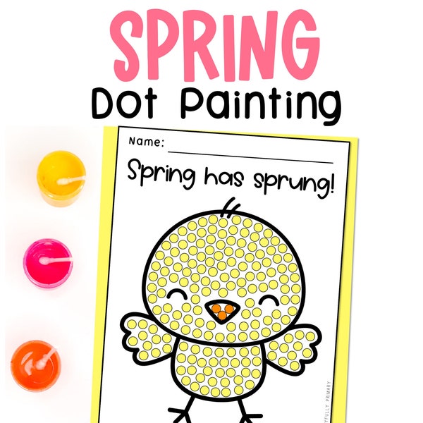 Spring Q-Tip Painting Printables, Spring Theme Preschool Worksheets, Spring Coloring Pages Easy Spring Craft for Preschoolers + Kindergarten