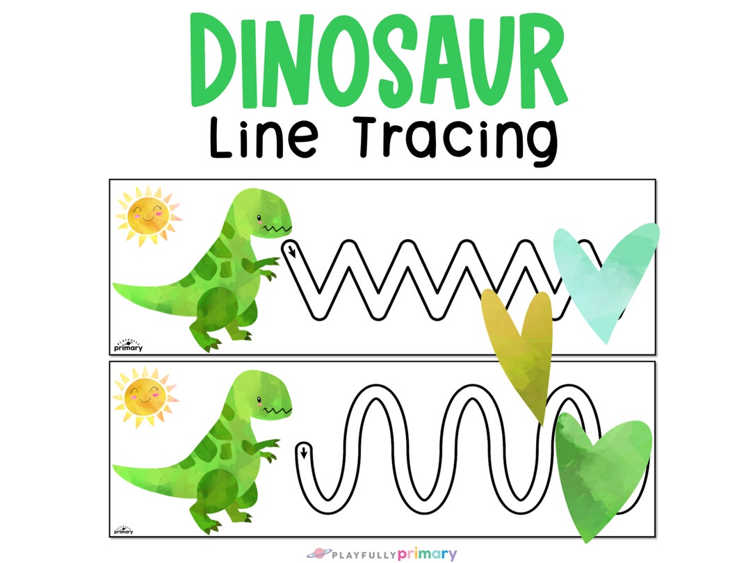 Dinosaur Line Tracing Preschool Printable Prewriting Fine Motor Tracing
