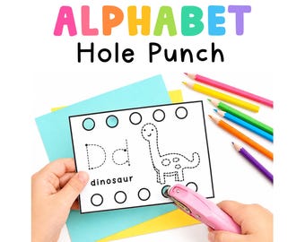 Alphabet Hole Punch Activities Fine Motor Practice| Letter Recognition Centers Morning Work Preschool PreK Kindergarten
