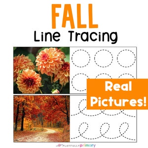 Fall Tracing Worksheets, Tracing Lines and Shapes, Fall Preschool Printable Fine Motor Skills Activities, Homeschool + Montessori Autumn