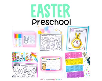 Easter Preschool Printable Activities, Easter Homeschool Printables Preschool Math Reading Writing Worksheets + PreK Centers