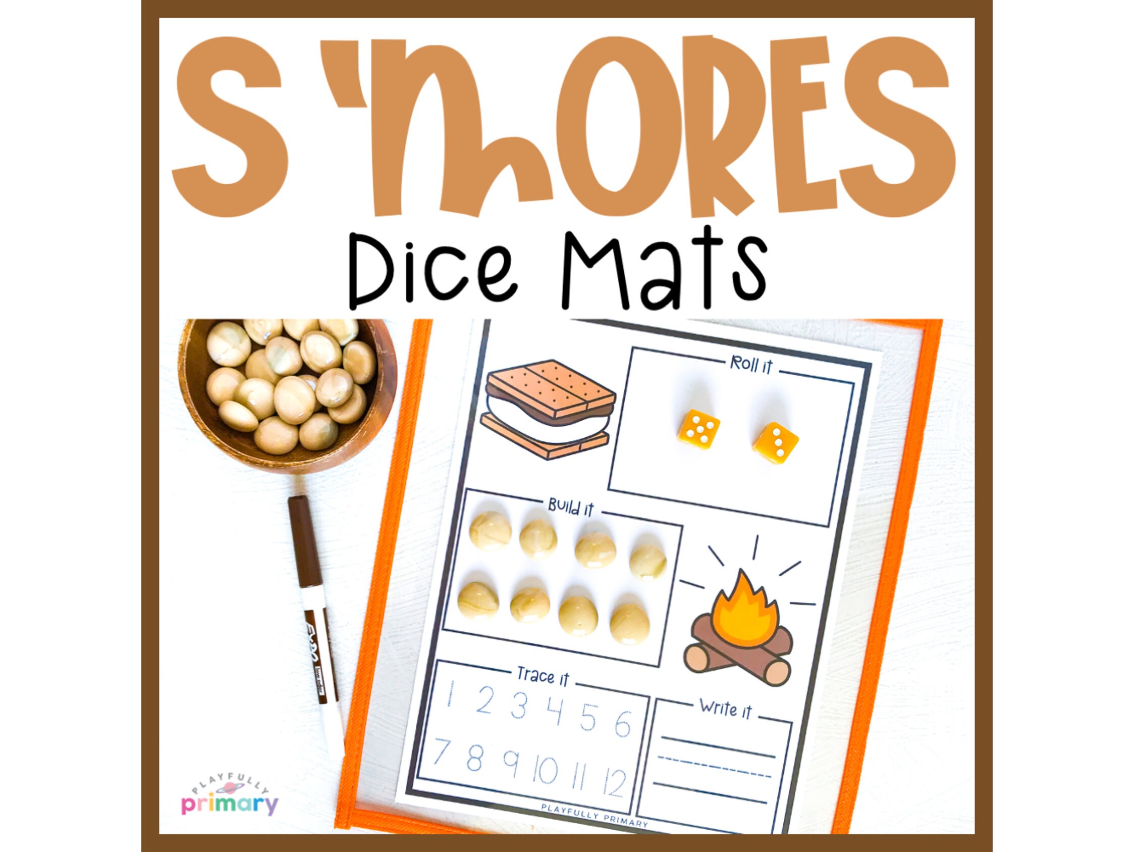 S'Mores Dice Game Mats Camping Theme Math Printable Etsy