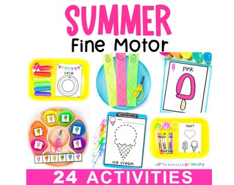 Summer Homeschool Printables Kindergarten + Preschool Curriculum Worksheets, Activities, Centers, + Crafts - Summer Theme Fine Motor Skills