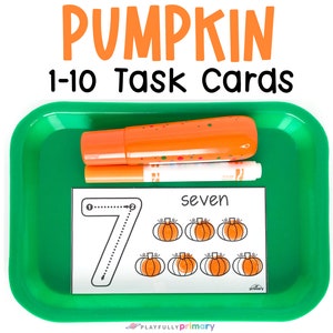Pumpkin Dot Marker Printables, Numbers 1-10 Pumpkin Mini Eraser Task Cards