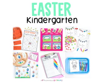 Easter Homeschool Printables Kindergarten Math, Reading, Writing Activities - Easter Unit Study Kindergarten Centers, April Activity Pack