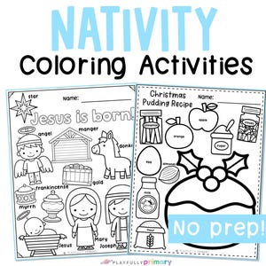Nativity Coloring Pages, Christian Christmas Activity Pages, Nativity Homeschool Unit Study Activity