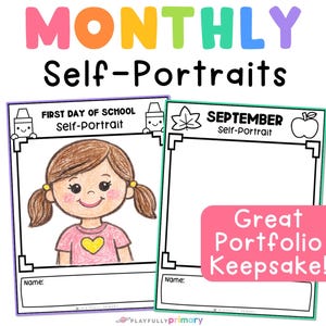 Modèle de journal mensuel imprimable pour autoportrait | Maternelle + CP : Premier jour d’école, pratique de l’écriture du nom
