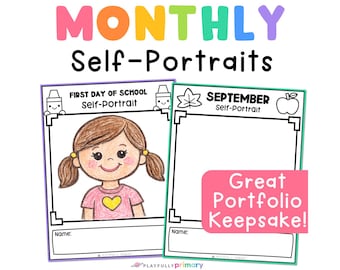 Monthly Self Portrait Printable Journal Template | Preschool + Kindergarten First Day of School, Name Writing Practice